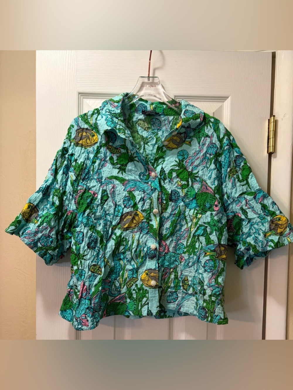 Kate Spade Under the Sea Crop Button Up